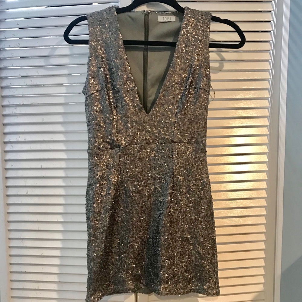 Tobi Silver Sequin Dress